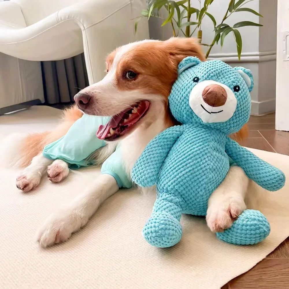 Squeaky Plush Bear Dog Toy - Soft Chew & Training Toy for Puppies