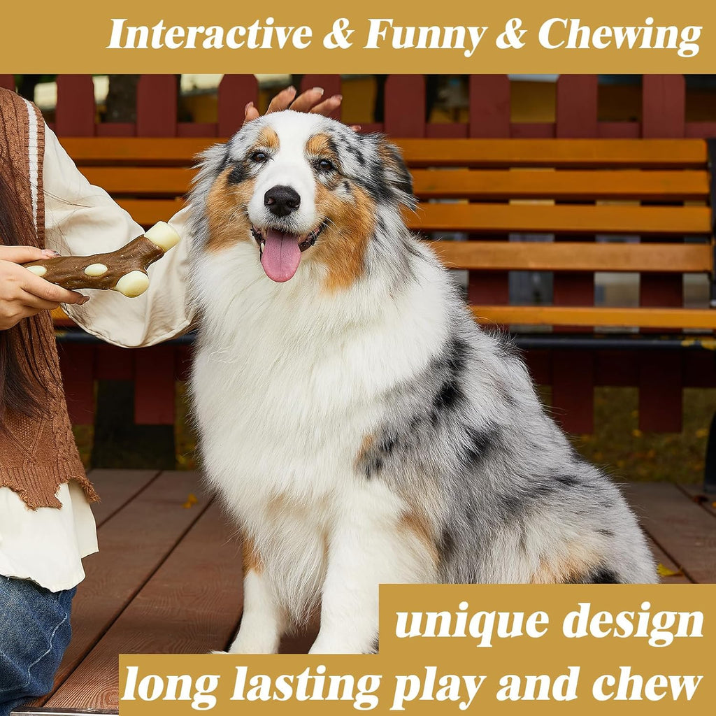 Indestructible Dog Bone Chew Toy - Real Beef Flavor for Aggressive Chewers