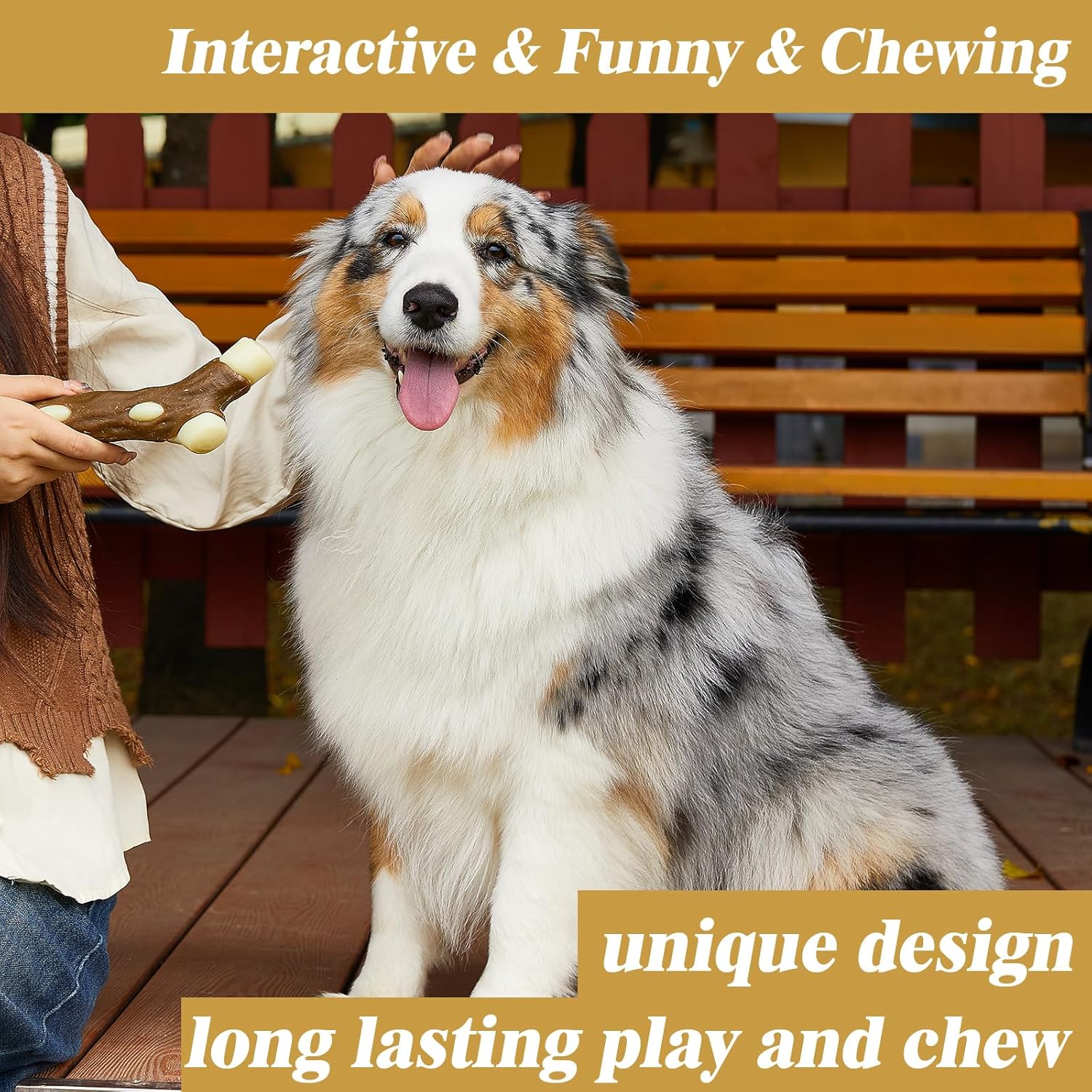 Indestructible Dog Bone Chew Toy - Real Beef Flavor for Aggressive Chewers