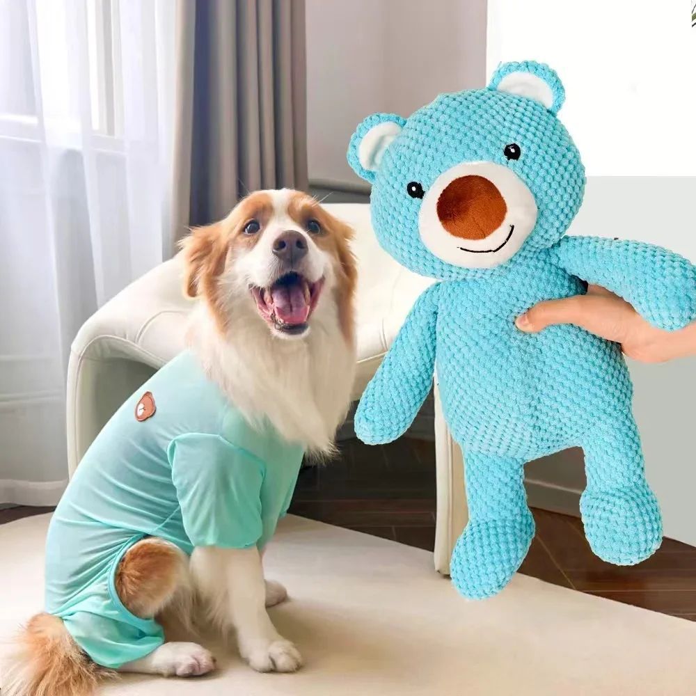 Squeaky Plush Bear Dog Toy - Soft Chew & Training Toy for Puppies