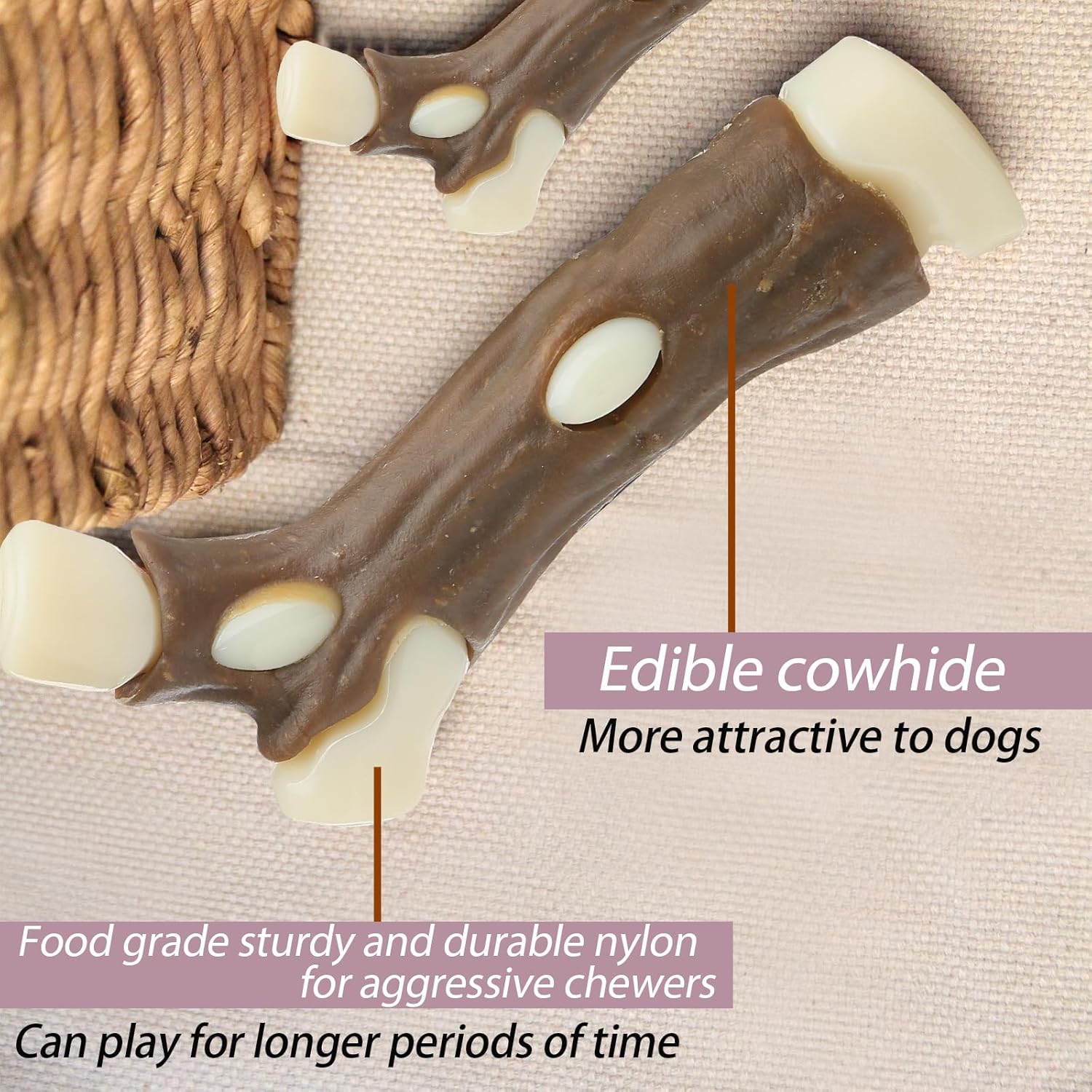 Indestructible Dog Bone Chew Toy - Real Beef Flavor for Aggressive Chewers
