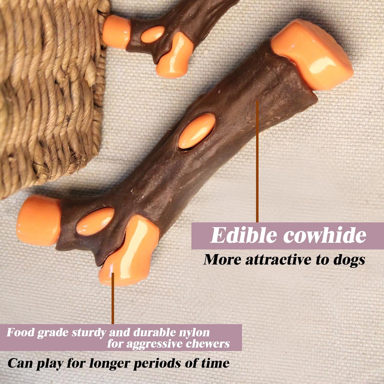 Indestructible Dog Bone Chew Toy - Real Beef Flavor for Aggressive Chewers